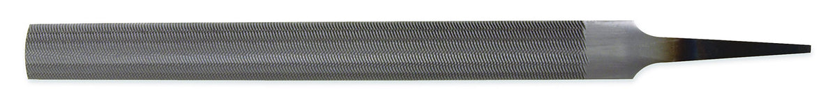 Nicholson half-round hand file with double-cut teeth for rapid material removal on curved surfaces.