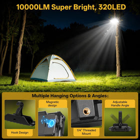 NICKLUC LED work light beam close-up, 10,000 lumens for clear visibility
