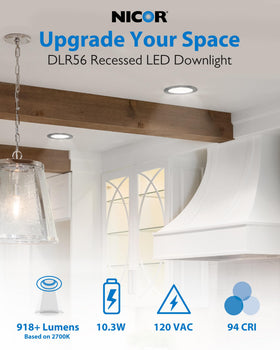 Nicor DLR56 ceiling installation with magnetic trim for easy retrofit.