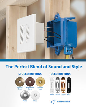 Nicor PrimeChime Plus stucco antique brass button adds texture and character