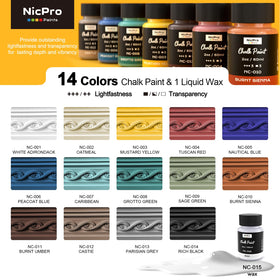 Nicpro Chalk Paint color wheel demonstrates mixing potential for custom finishes.