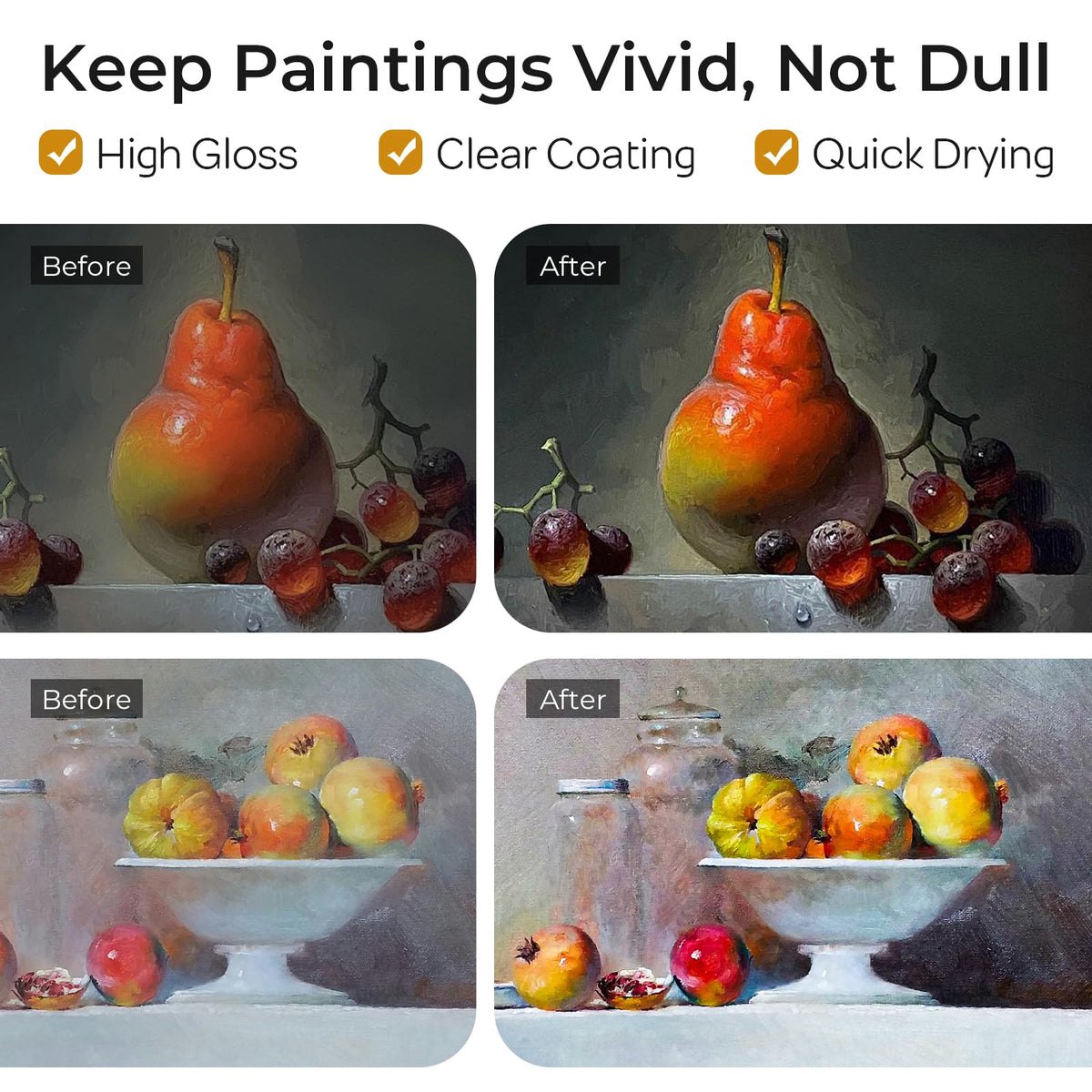 Nicpro varnish dries to a clear, flexible gloss finish.