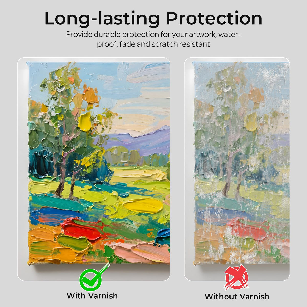 Quick-drying Nicpro Gloss Varnish in action on a painting.