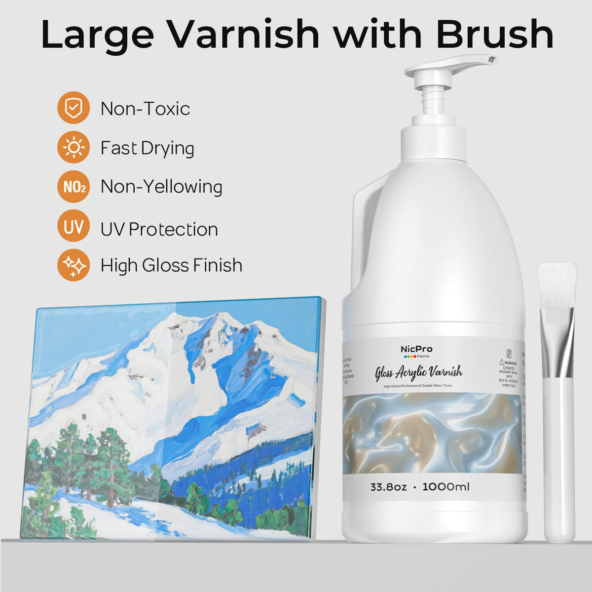 Nicpro Gloss Varnish protects art from dust and UV rays.
