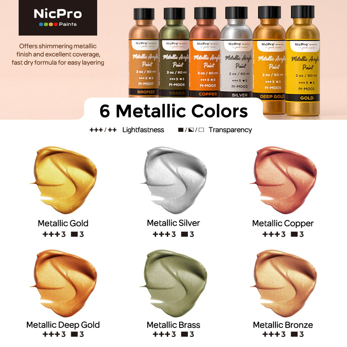 Nicpro metallic paint silver bottle highlights details on crafts