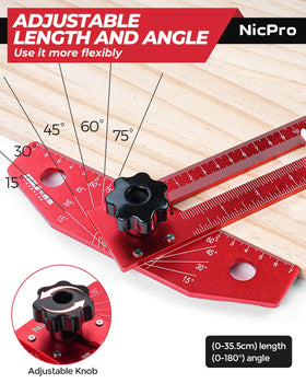 ABS knobs allow quick angle adjustments for bevel cuts