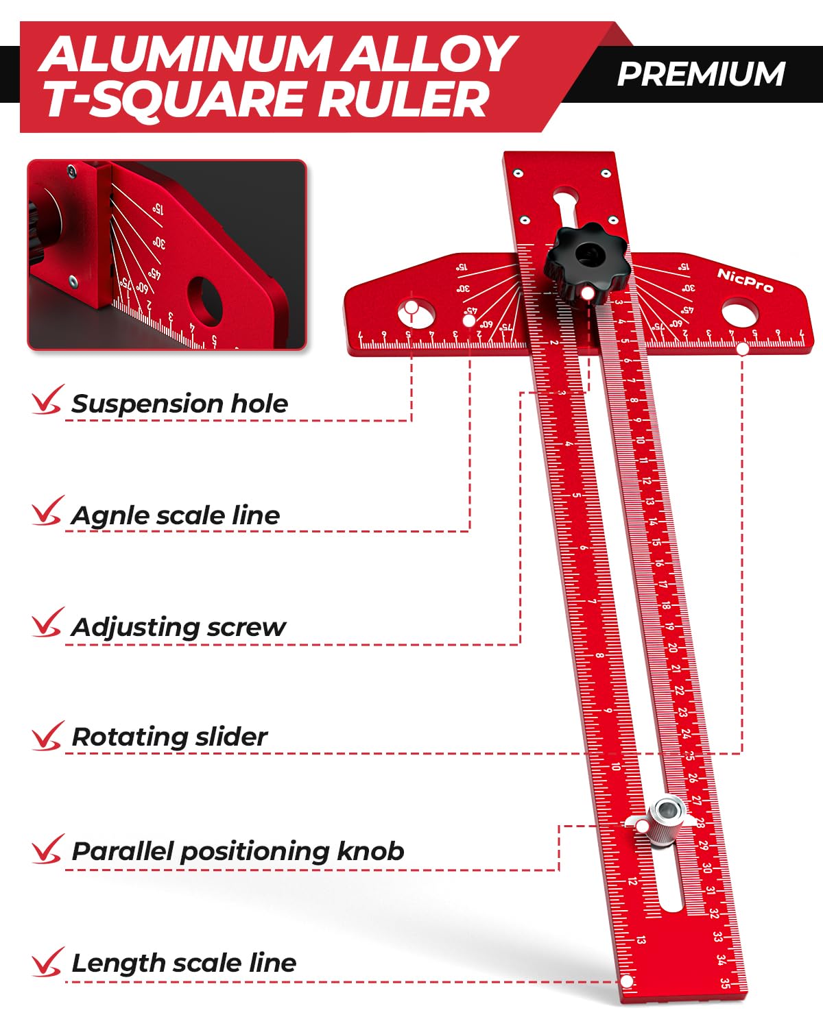 Compact, durable ruler suits wood, metal, and concrete tasks