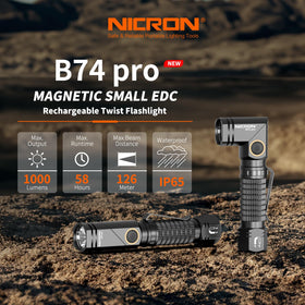 NICRON B74pro rotating head flashlight ideal for adjustable spotlight on demand.