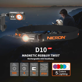 NICRON D10 RGB mode preview showing color options for signaling or ambiance
