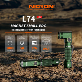 NICRON L74 magnetic tail base secures attachment to metal surfaces.