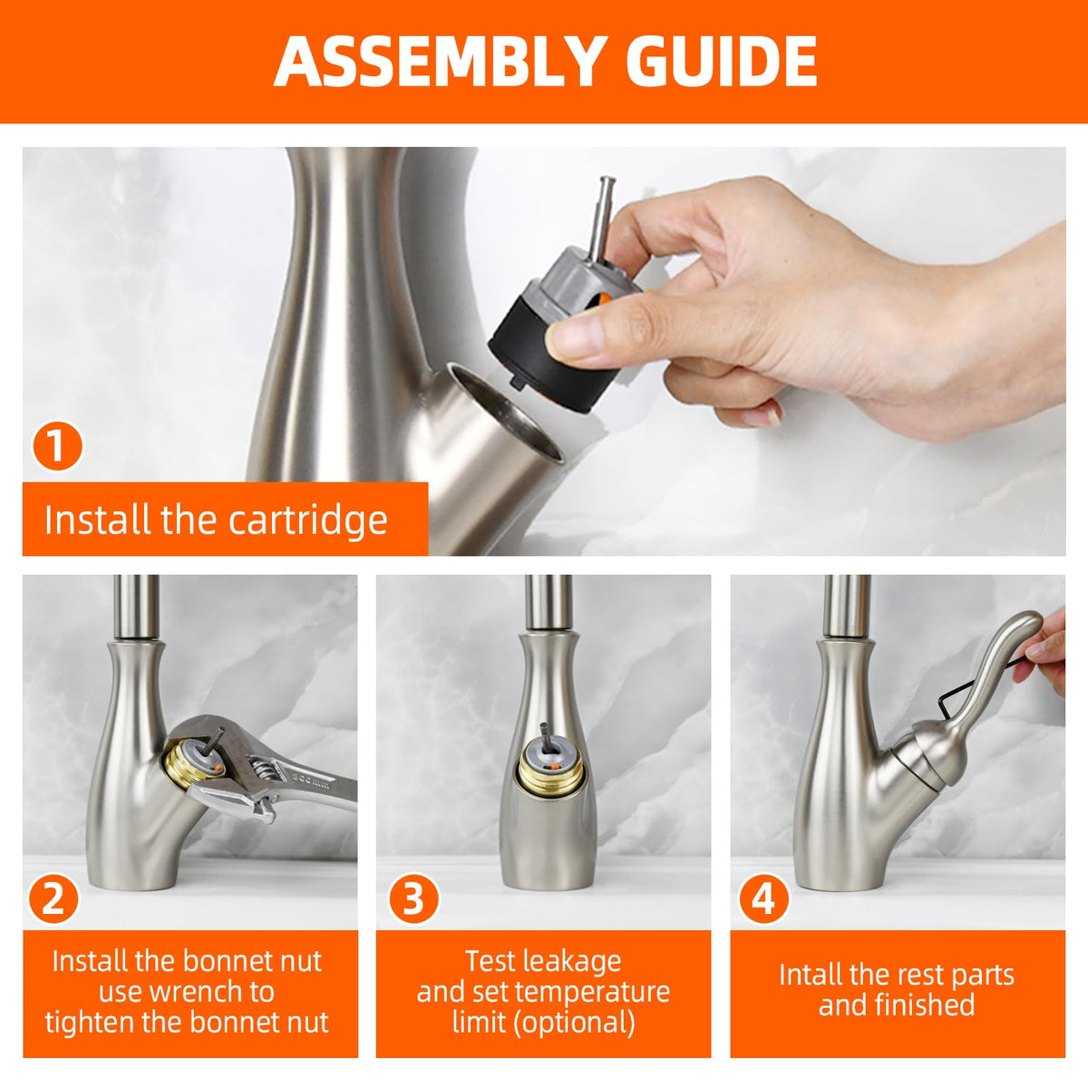 Brass bonnet nut included for secure, tool friendly fitting.