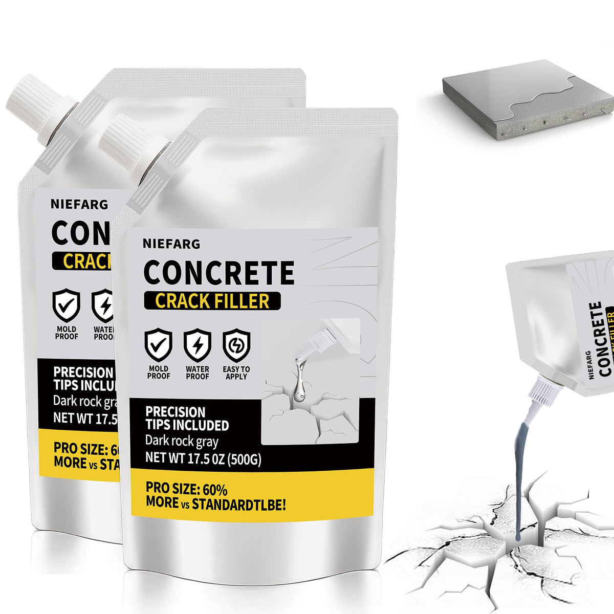 NIEFARG Concrete Crack Filler outdoor use for seasonal temperature changes
