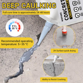 NIEFARG Concrete Crack Filler self-leveling formula applied and smoothed on concrete