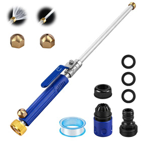 NIEFARG Jet Hose Nozzle close-up showing durable brass and aluminum construction for outdoor use.