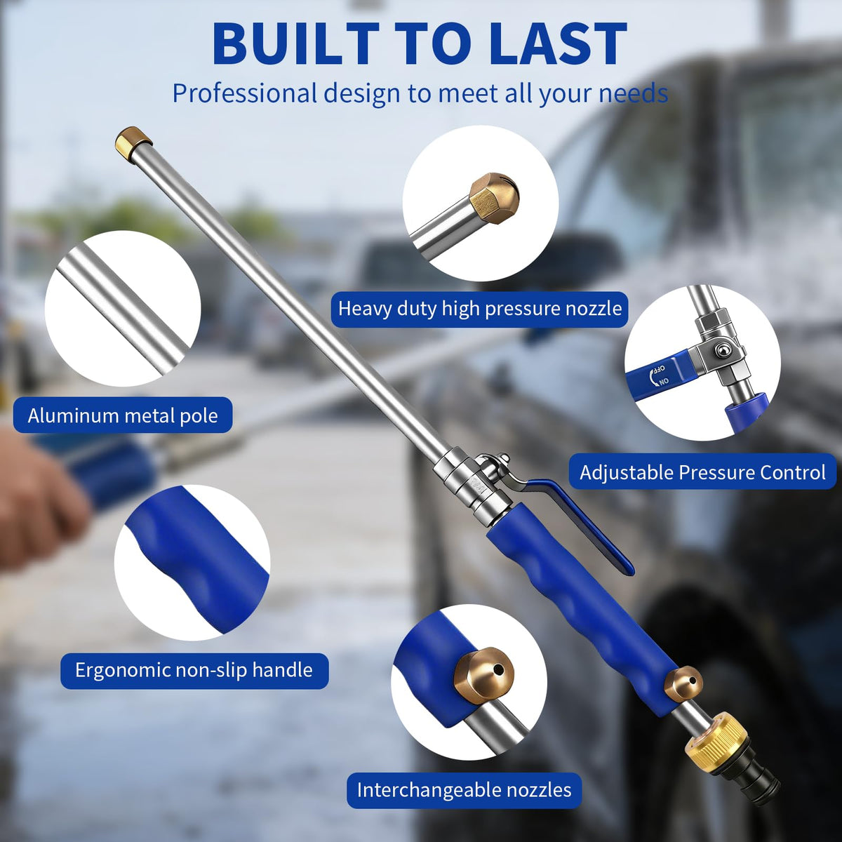 NIEFARG Jet Hose Nozzle high-pressure spray designed for deep cleaning of driveways and wheels.