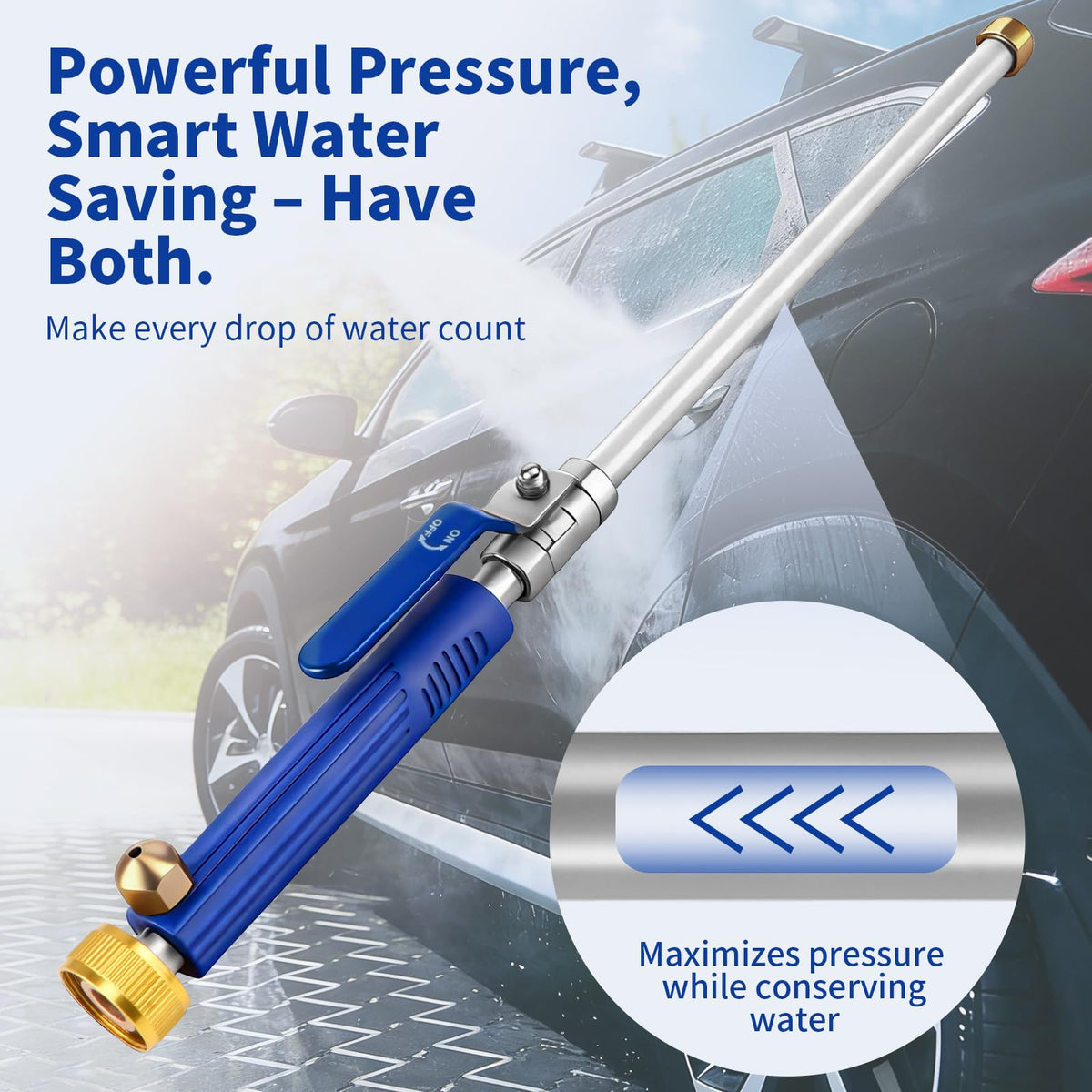 NIEFARG Jet Hose Nozzle quick installation on standard hoses for easy setup.