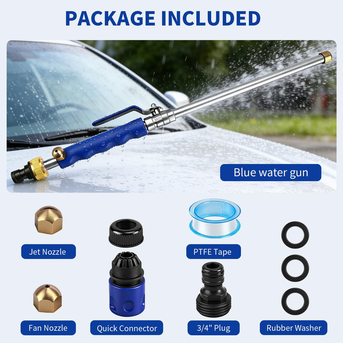 NIEFARG Jet Hose Nozzle leak-proof connection with O-rings maintains steady pressure.