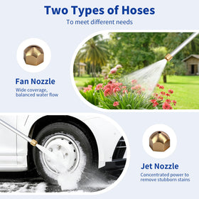 NIEFARG Jet Hose Nozzle wide fan spray for gentle watering of plants and gardens.