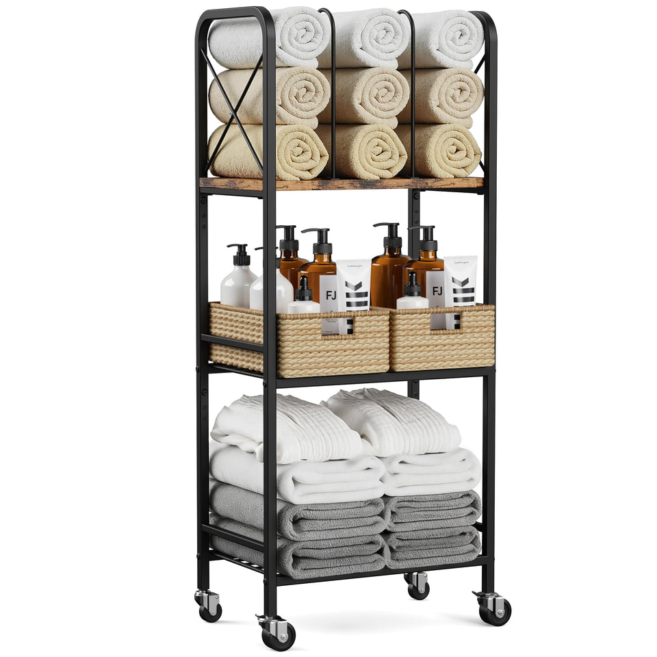 niffgaff 3-tier movable towel rack top shelf for rolled towels