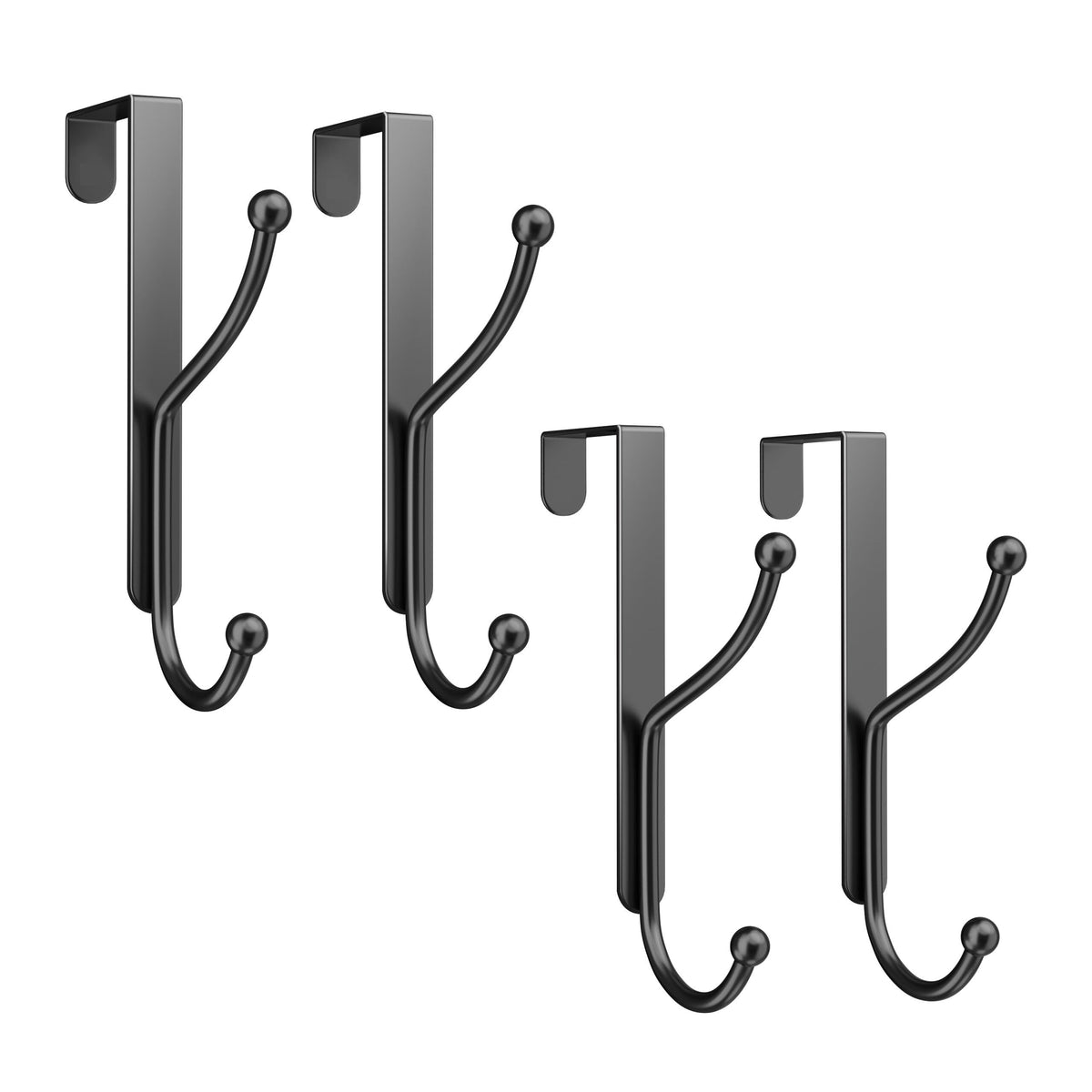 Niffgaff over door hook four-pack in black finish for versatile entryway organization