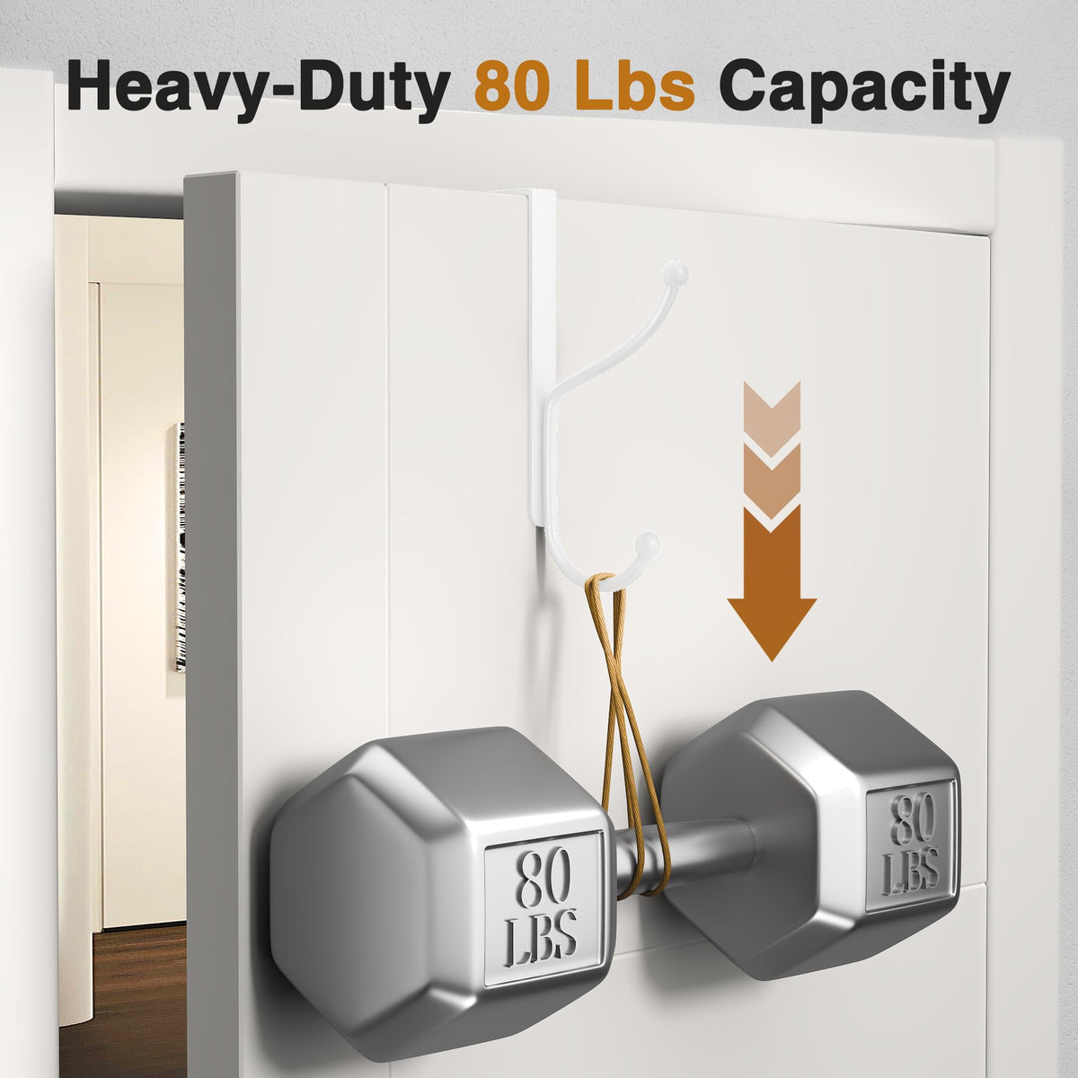 Niffgaff heavy-duty door hooks hold up to 80 lbs for bags and towels.