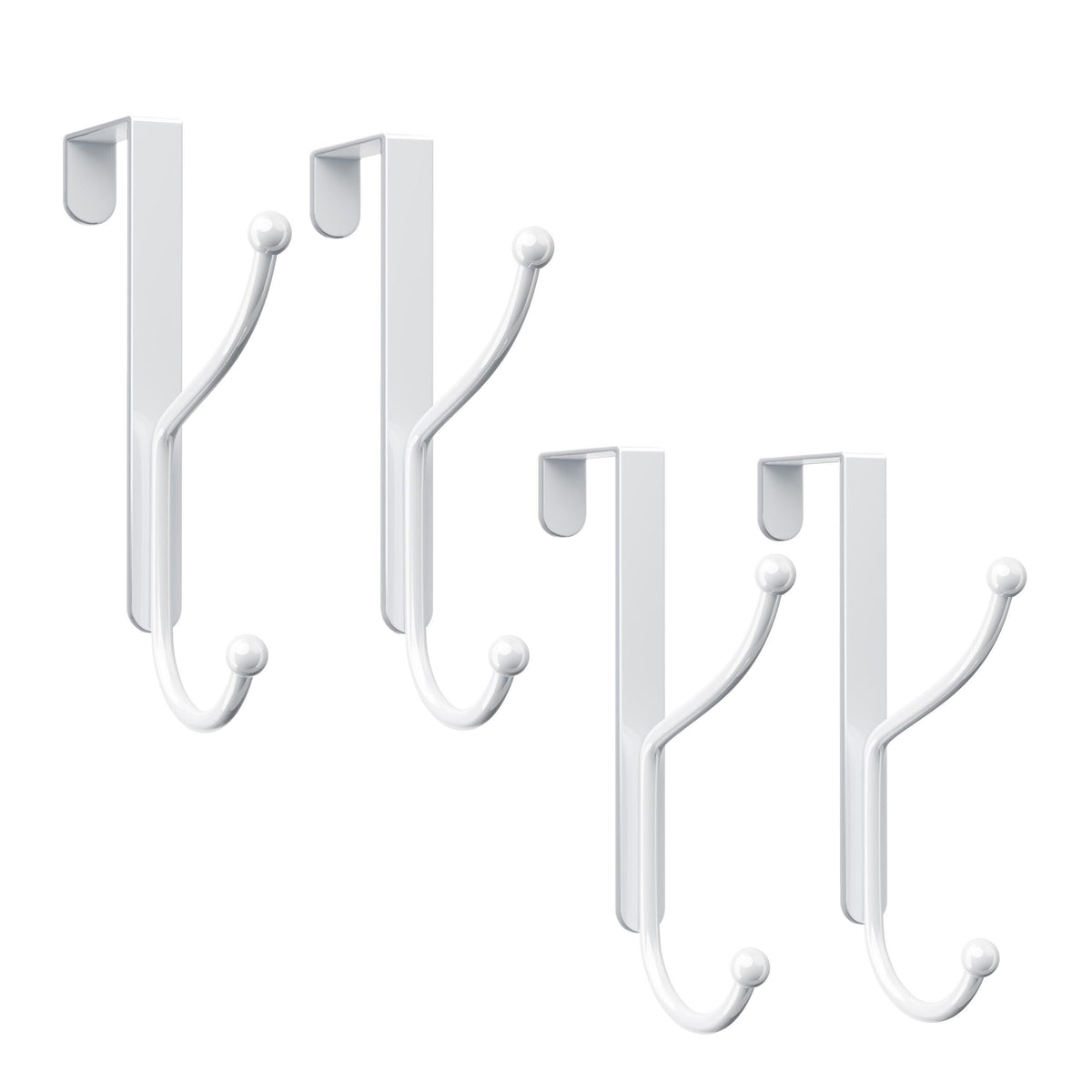 Niffgaff over door hook 4-pack on interior door; sturdy, load-bearing storage for coats.