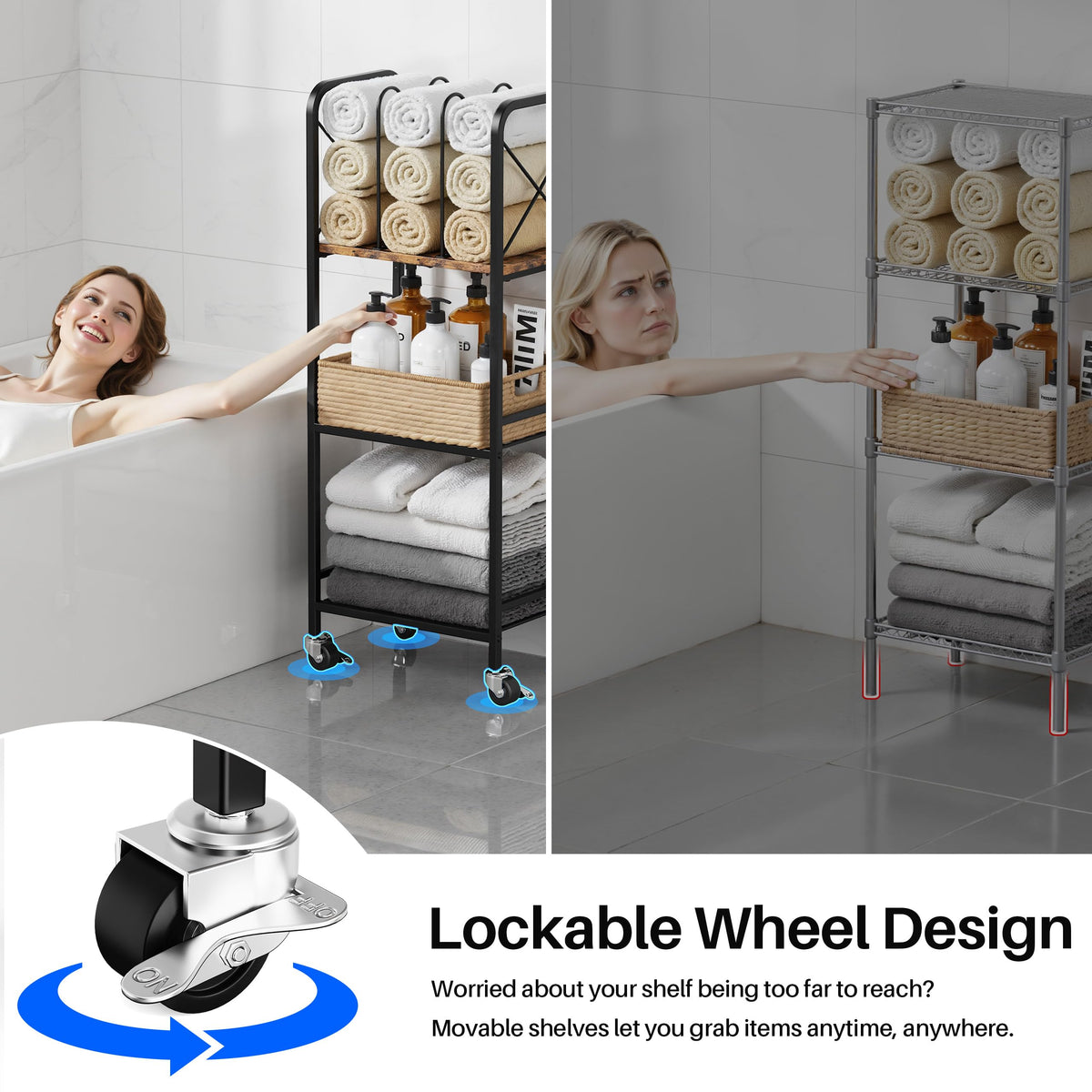 niffgaff towel rack with lockable casters stays steady