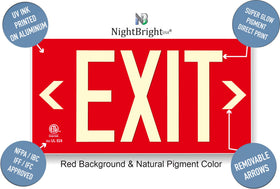 NightBright aluminum exit sign 14-25 by 7-5 inches for compact walls.