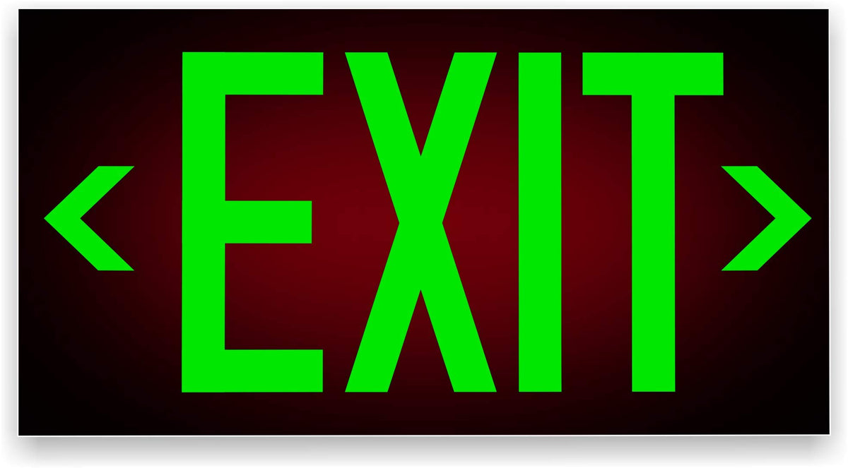 NightBright exit sign red with removable arrows for flexible hallway signage.