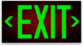 NightBright exit sign red with removable arrows for flexible hallway signage.
