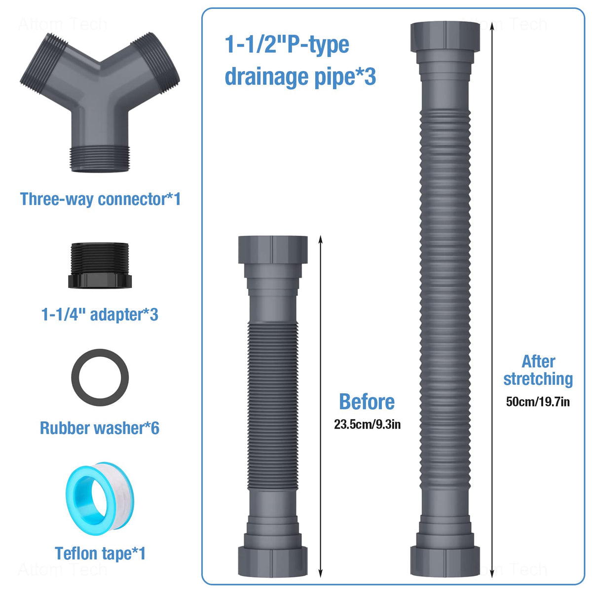 NiHome included Teflon tape and sealing rings for leak free setup