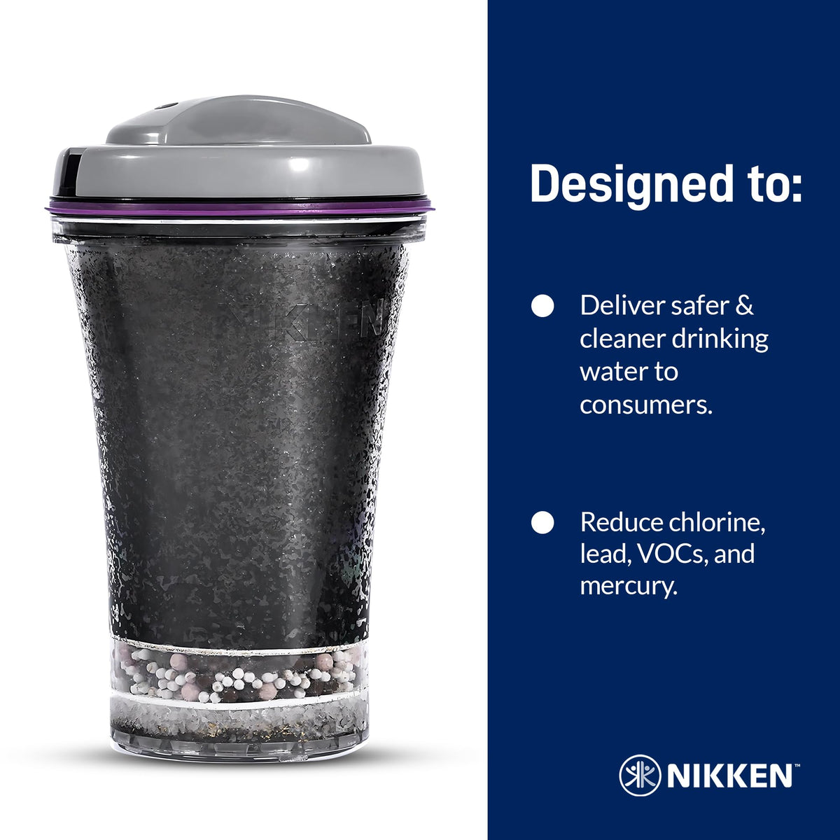 Nikken PiMag Waterfall filter cartridge balances pH for smoother, more refreshing water.