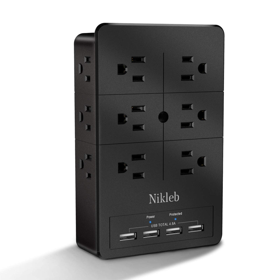 Nikleb surge protector wall charger with 12 outlets for organized power at home or office.