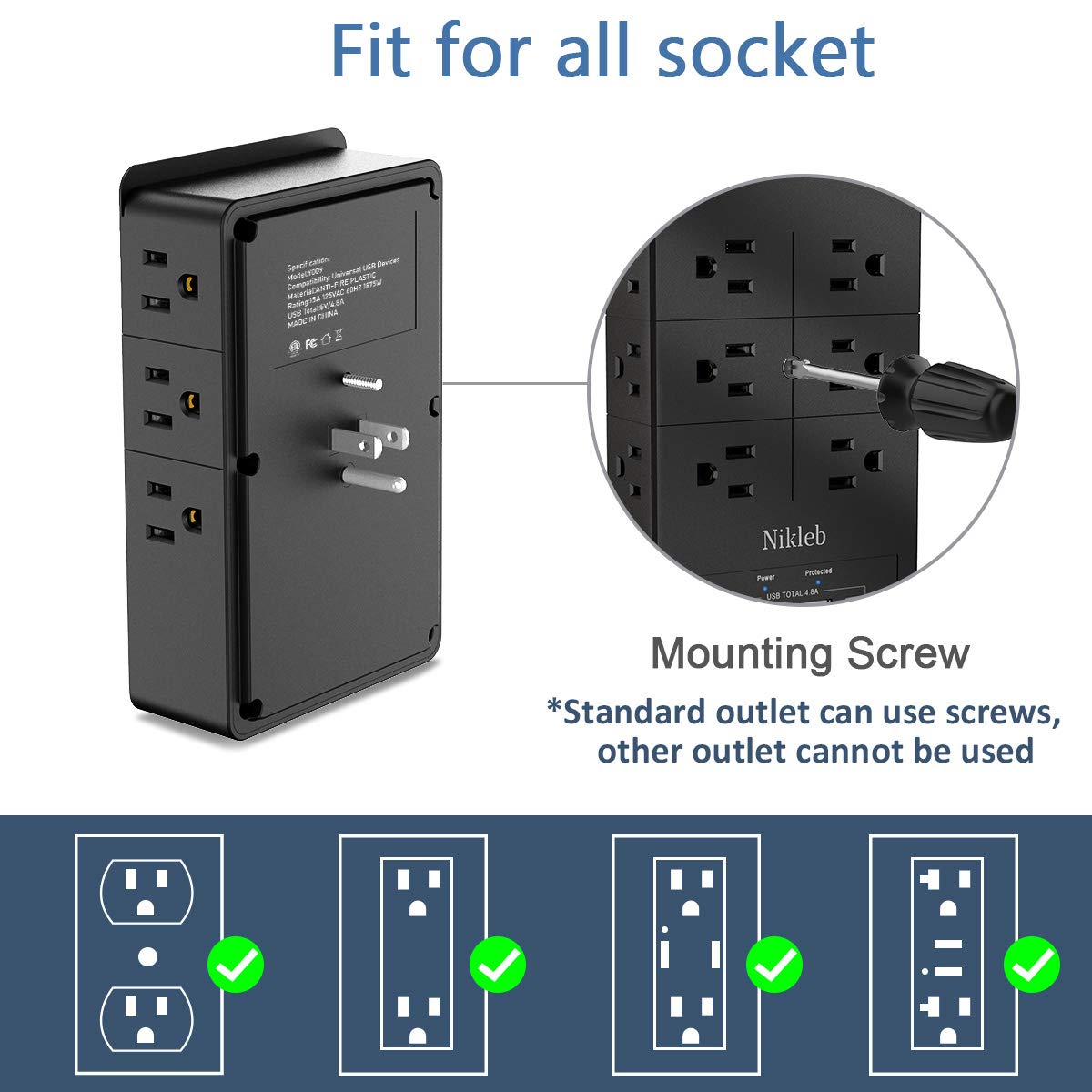 Nikleb USB charging ports with top phone holder simplify desk setup.