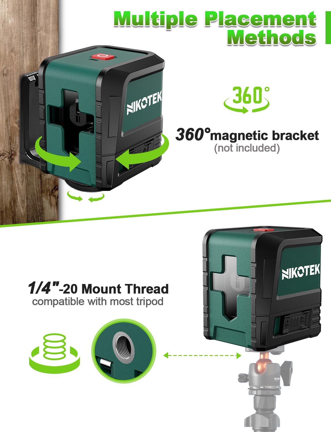 Nikotek Laser Level IP54 durability offers protection against dust and splashes.