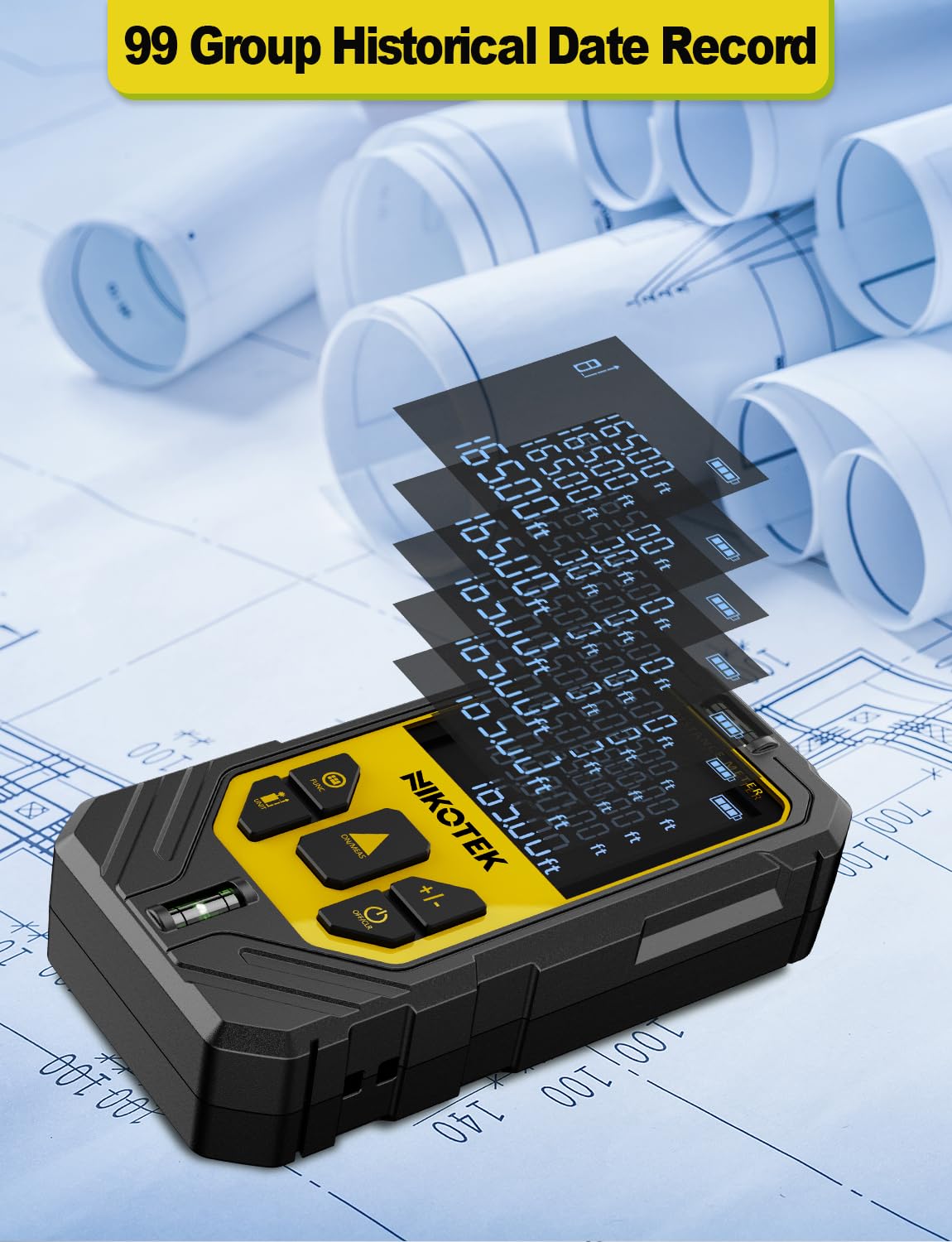 NIKOTEK NK50 measuring area, distance, and volume in one tool