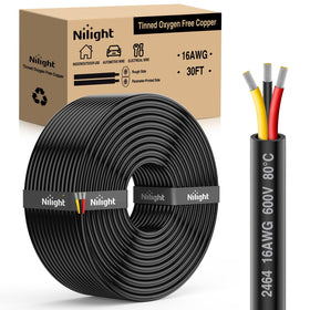 Nilight 30ft 16AWG 3-conductor wire with red, black and yellow leads for LED power