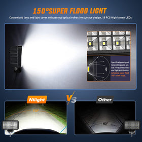 Nilight 4.4-inch square LED work light EMI/RFI protection for clean radio performance.