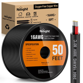Nilight 50ft red wire spool for easy automotive wiring and clear polarity differentiation.