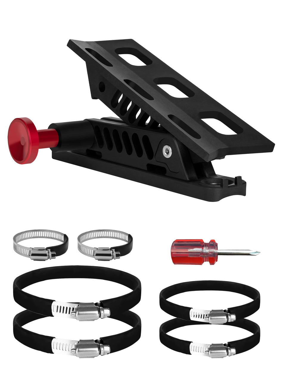 Nilkatss adjustable fire extinguisher mount on roll cage for quick, secure access.