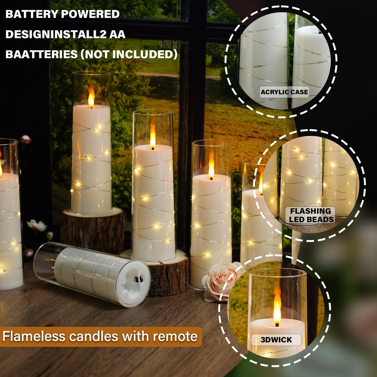 Nimiko battery-operated candles offer flexible placement without cords.
