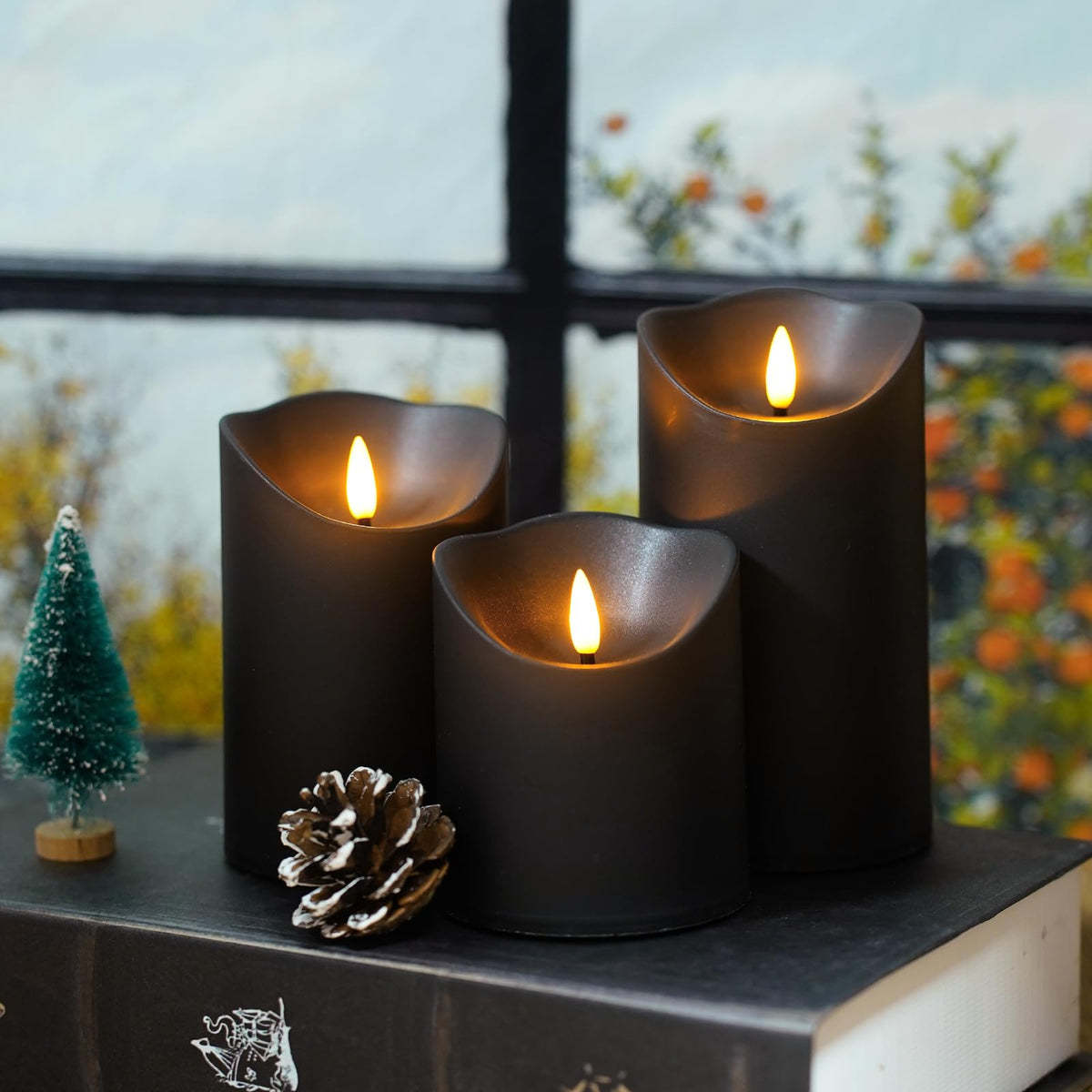 Nimiko LED candles with timer, D6xH6, ideal for events and timed lighting.