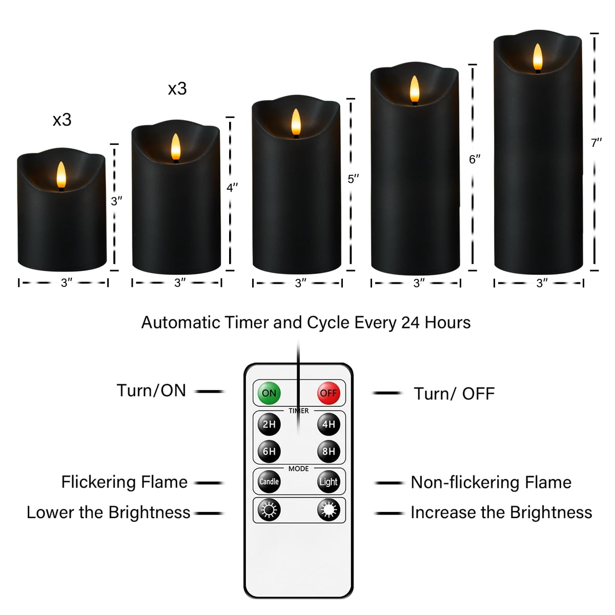Nimiko LED candles, D7xH7, romantic ambiance for weddings.