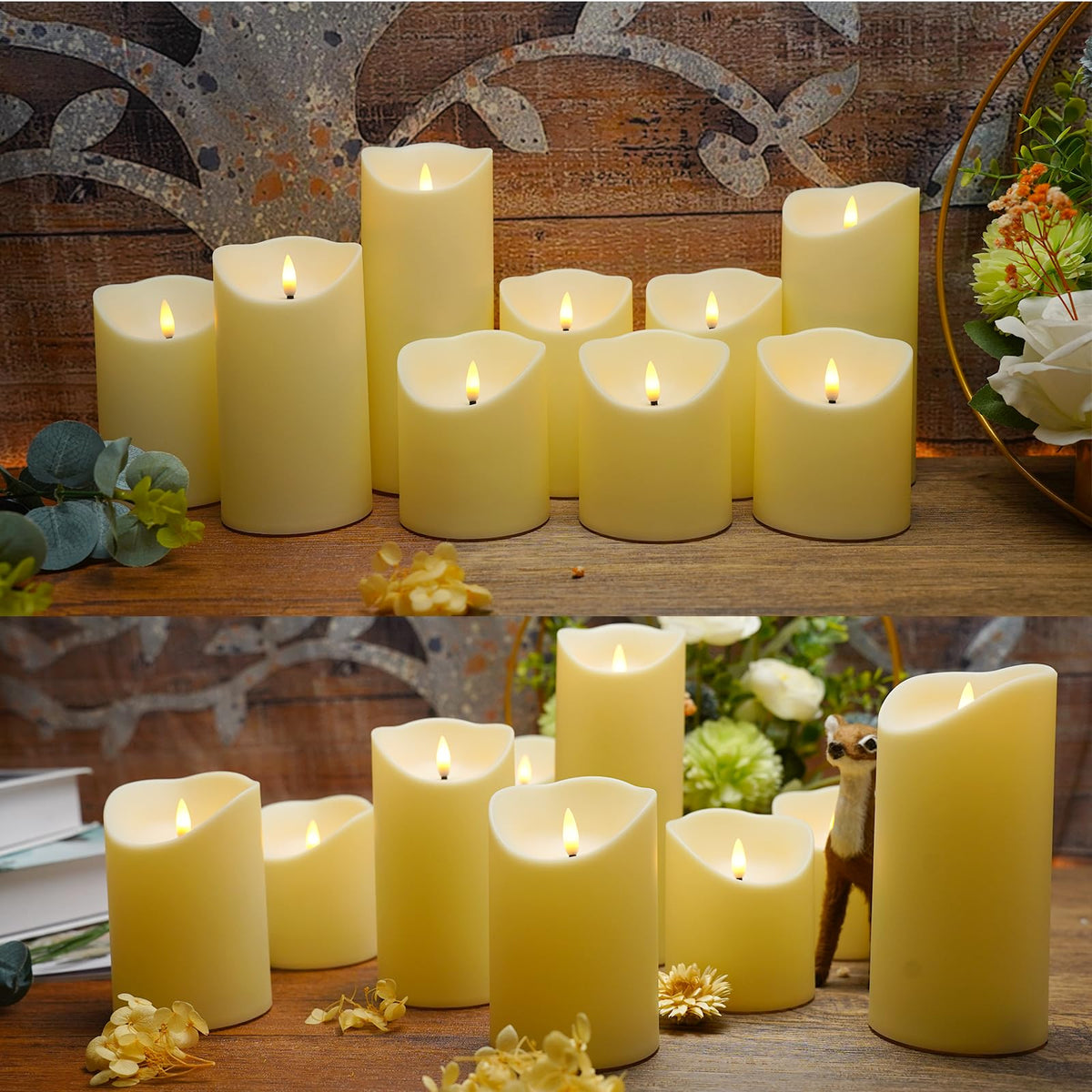 Nimiko flameless candles timer function enables daily light scheduling.