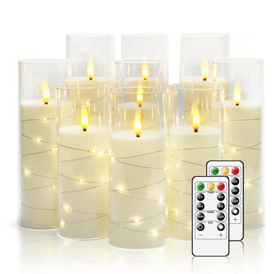 Nimiko flickering flameless candle with embedded star string for magical centerpiece décor.