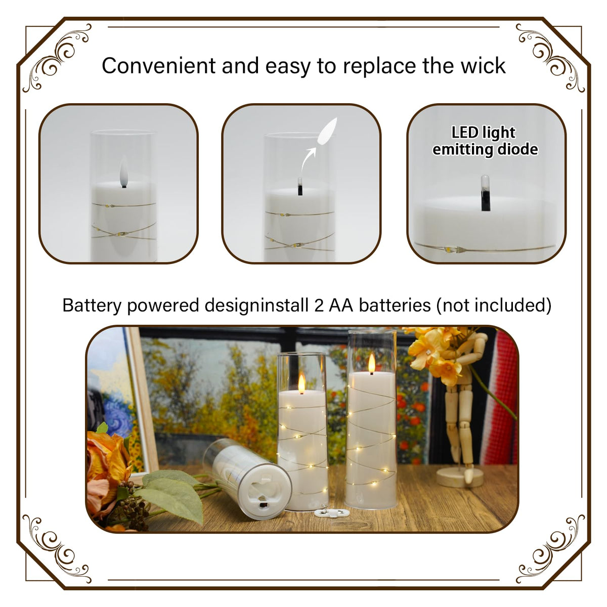 Nimiko LED candle remote control adds easy brightness and timer customization.