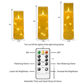Nimiko gold acrylic candles softly glow to enhance evening ambiance.