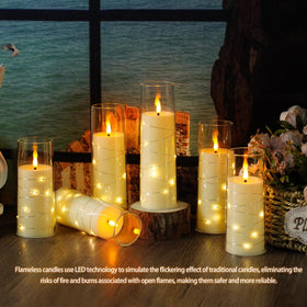 Nimiko ivory candles emit soft glow for a calming room ambiance