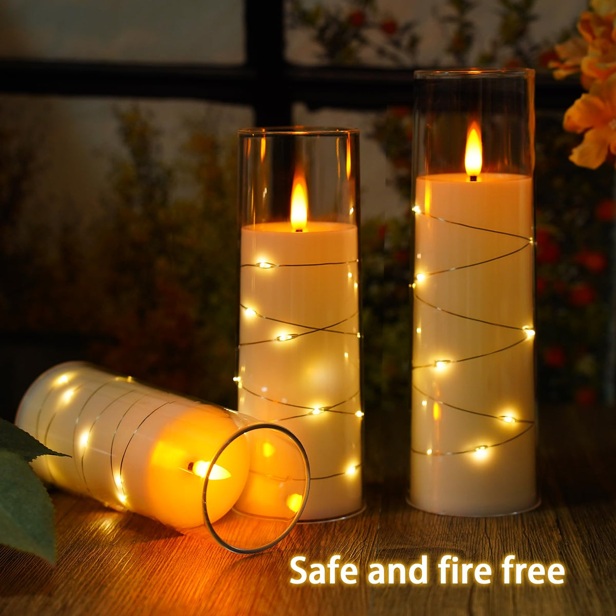 Nimiko battery-operated candles provide flexible placement without wires or outlets.