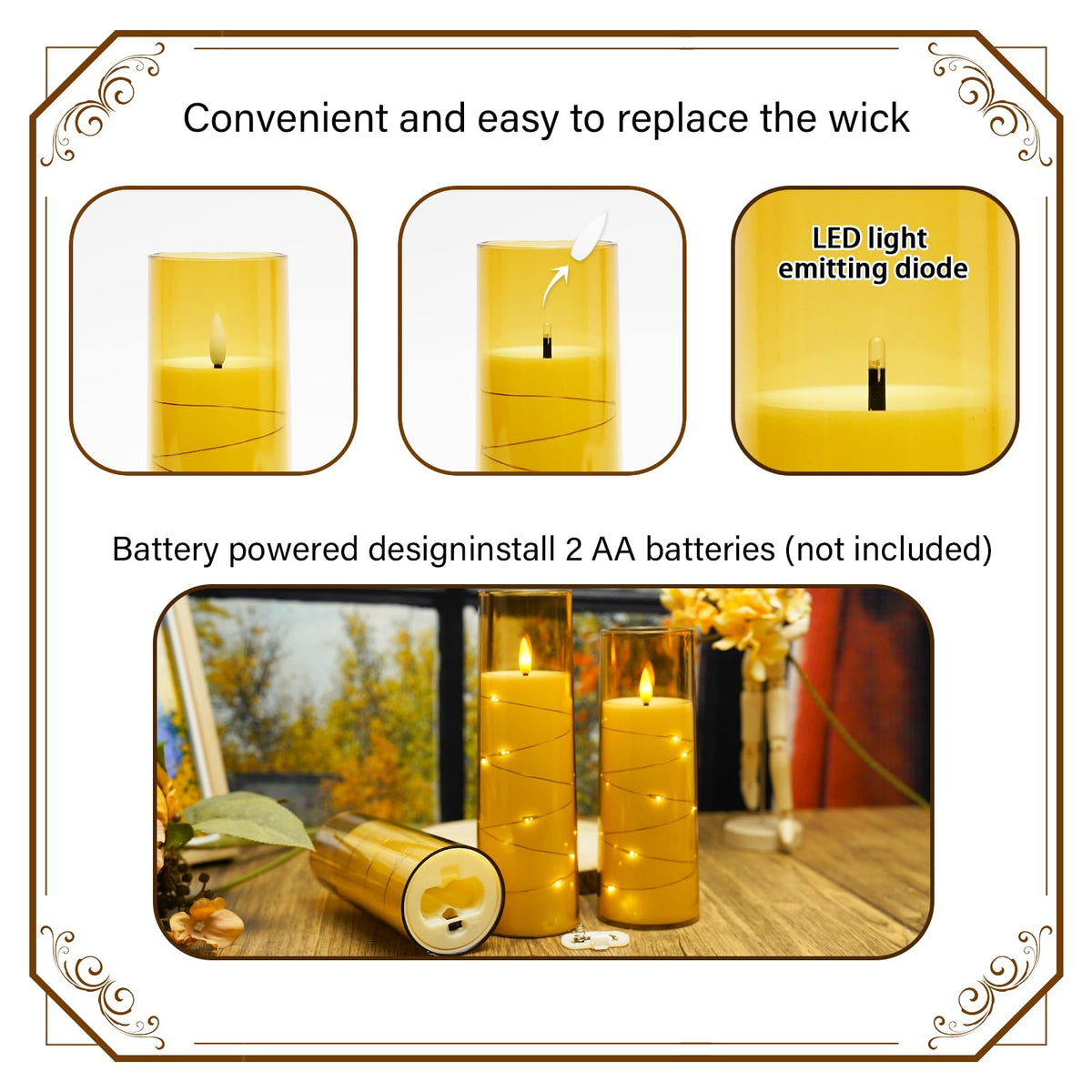 Nimiko remote-control candles allow quick brightness adjustments from anywhere in the room.